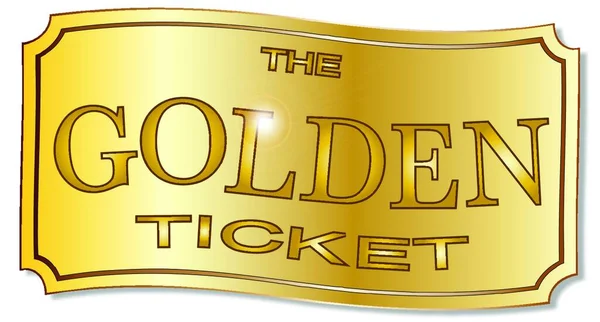Golden Winner Ticket White Background — Stock Vector