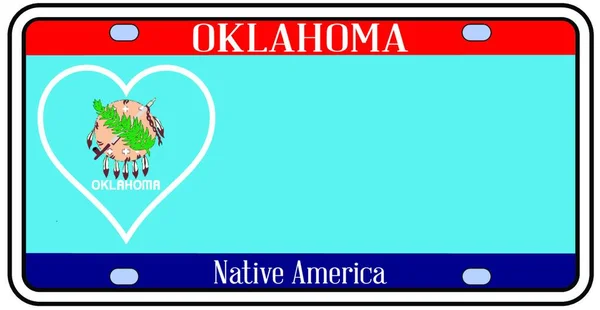 Номерной Знак Штата Оклахома Цветах Флага Штата Иконками Флага Белом — стоковый вектор