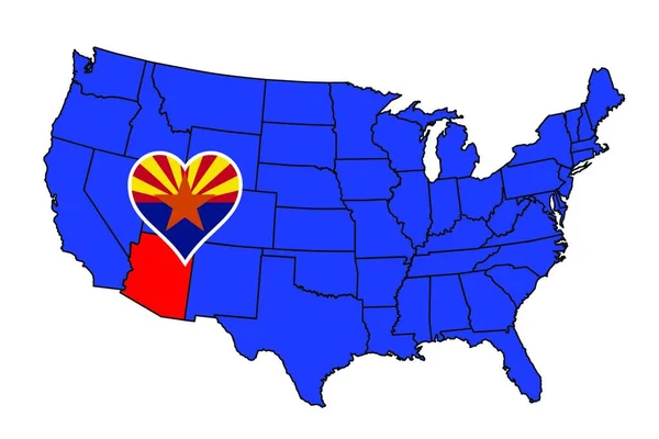 Encadré Icône État Arizona Dans Une Carte Des États Unis — Image vectorielle