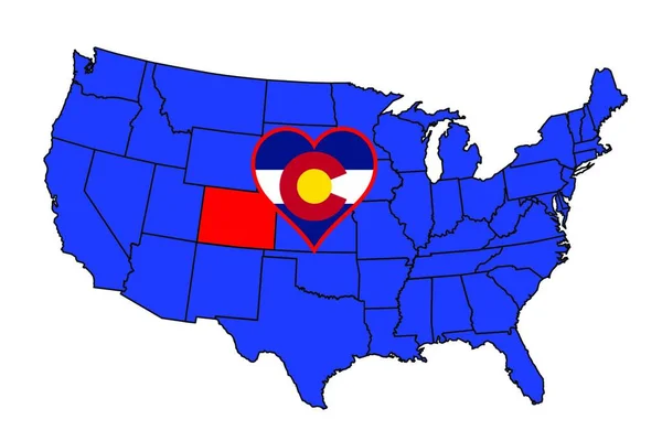 コロラド州の概要とアメリカの地図にアイコンのセット — ストックベクタ