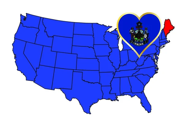 Encadré Icône État Maine Dans Une Carte Des États Unis — Image vectorielle