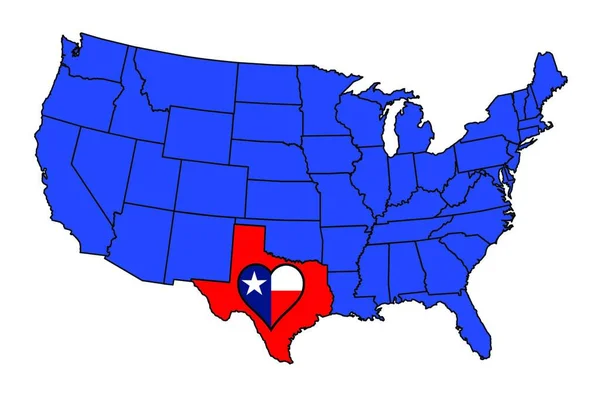 Une Carte Schématique Des États Unis Amérique Avec Texas Élevé — Image vectorielle