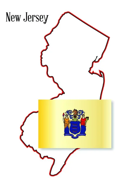 Mapa Traçado Estado Nova Jersey Sobre Fundo Branco Com Entrada — Vetor de Stock