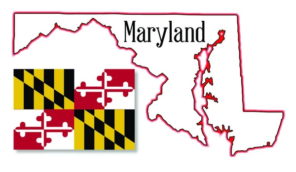 メリーランド州地図と地図資産の概要 — ストックベクタ