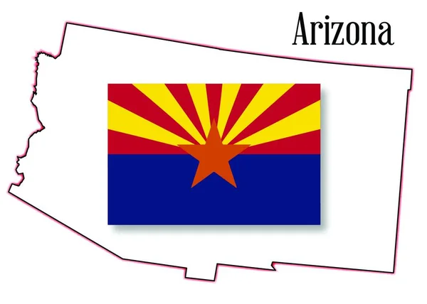 Mapa Esquemático Del Estado Arizona Sobre Fondo Blanco Con Incrustación — Vector de stock