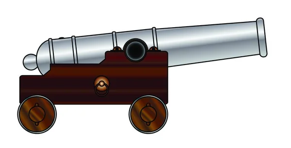 描绘了一艘船的线条大炮 — 图库矢量图片