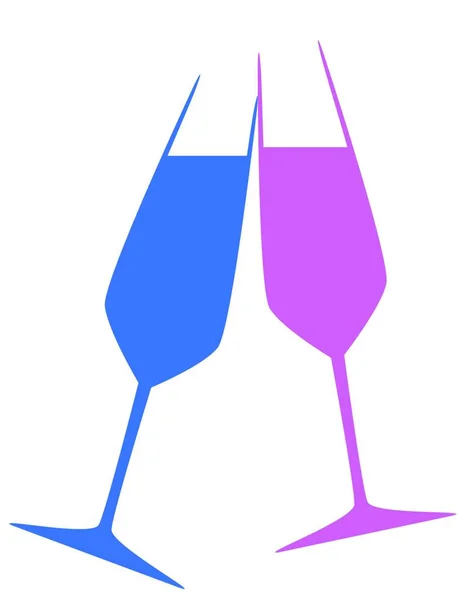 Deux Verres Champagne Chargés Isolés Sur Fond Blanc — Image vectorielle