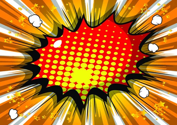 Vettore Illustrato Retro Fumetto Sfondo Con Grande Bolla Esplosione Colorata — Vettoriale Stock