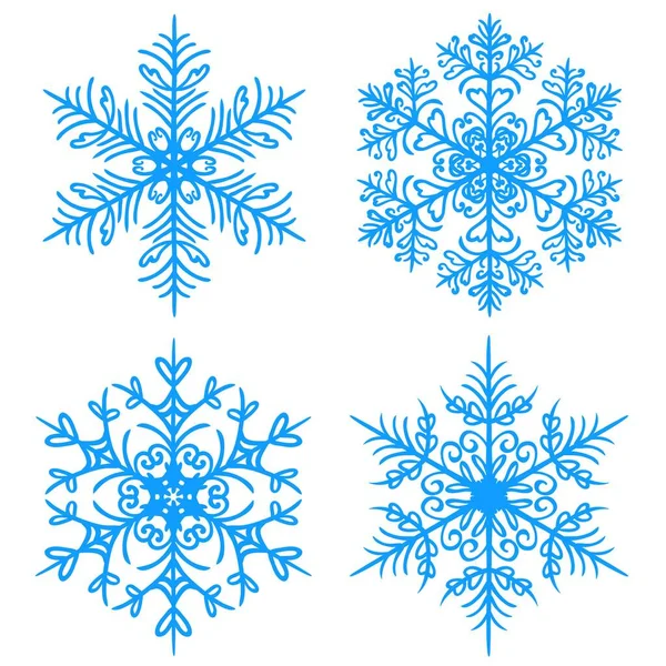 Hópehely Tél Sziluettek Fehér Háttérrel Vektoros Változat — Stock Vector