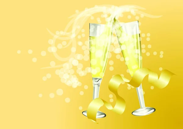 Célébration Toast Avec Champagne Sur Fond Doré — Image vectorielle