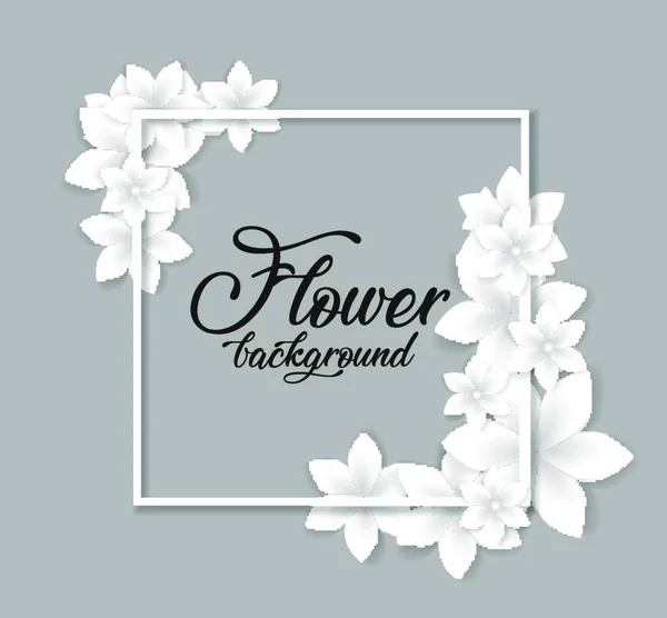 Ilustración Vectorial Flores Blancas Sobre Fondo Rosa Marco Floral — Vector de stock