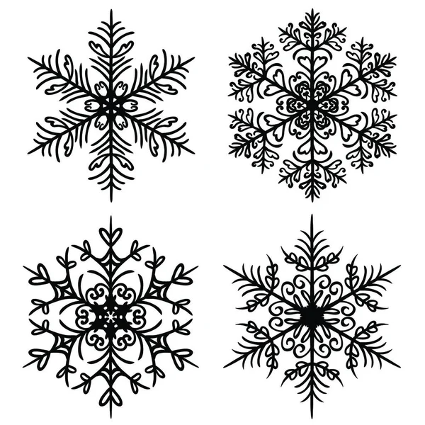 Flocos Neve Decorativos Definidos Fundo Branco — Vetor de Stock