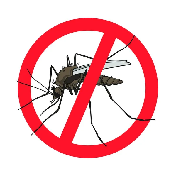 Detener Signo Mosquito Imagen Vectorial Círculo Rojo Tachado Aviso Mosquitos — Archivo Imágenes Vectoriales