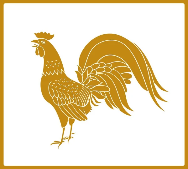 Golden Rooster Isolated White Background — Stock Vector