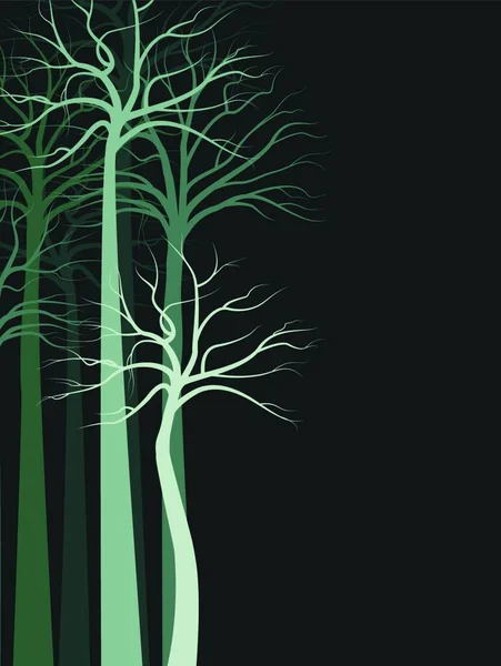 ベクターイラストの木 森の風景背景 — ストックベクタ