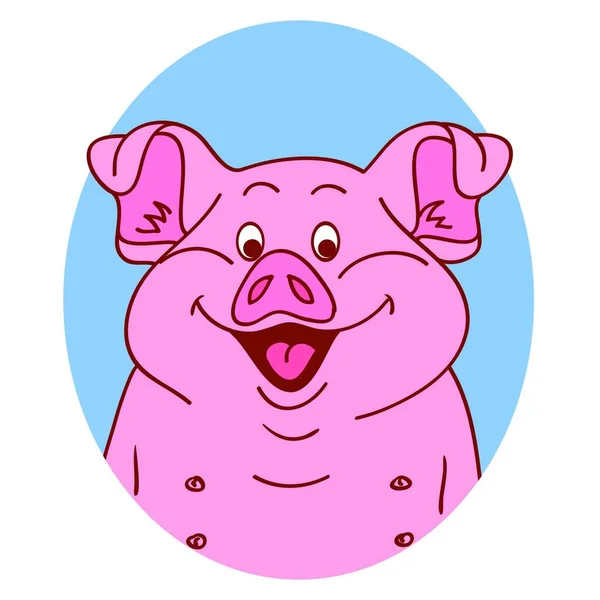 Pig Face Pig Isolated Pig Portrait White Background Happy Character — Stock Vector