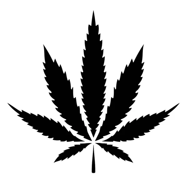 Sólido Negro Marihuana Hoja Vector Icono — Archivo Imágenes Vectoriales