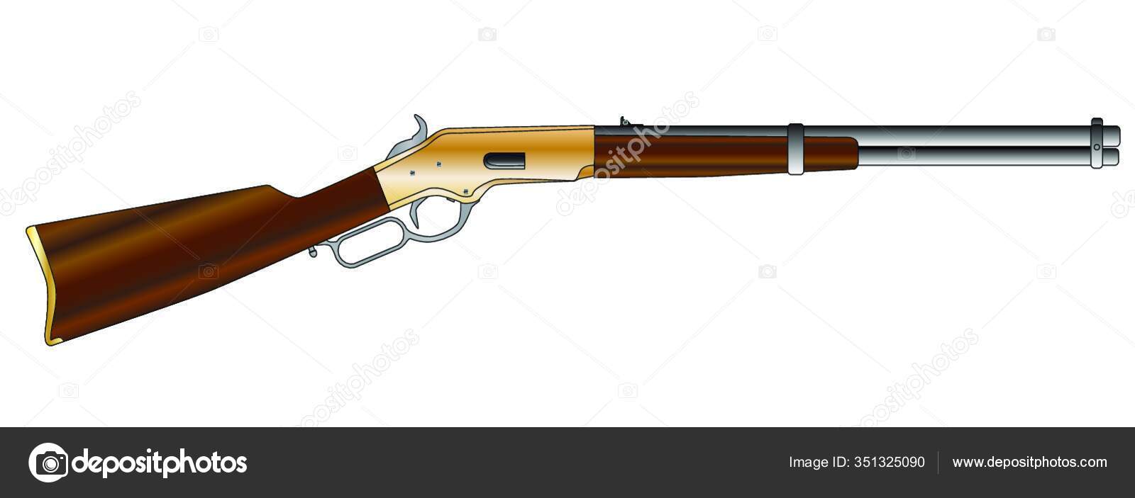 Rifle Típico Del Salvaje Oeste Aislado Sobre Fondo Blanco Vector de ...