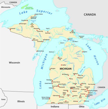 Vector Map of the U.S. state of Michigan clipart