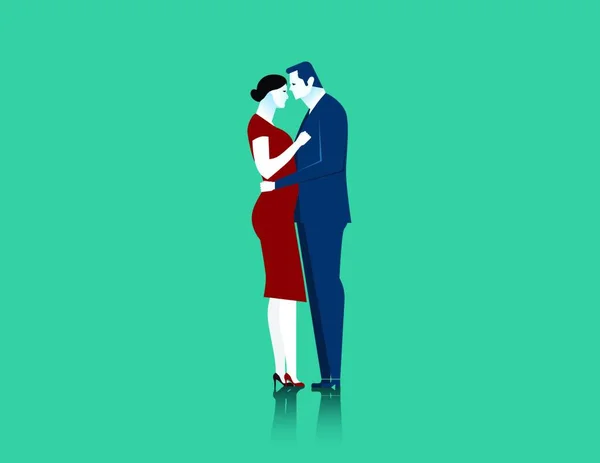 Homme Affaires Couple Femmes Debout Embrassant Illustration Conceptuelle Vecteur Plat — Image vectorielle