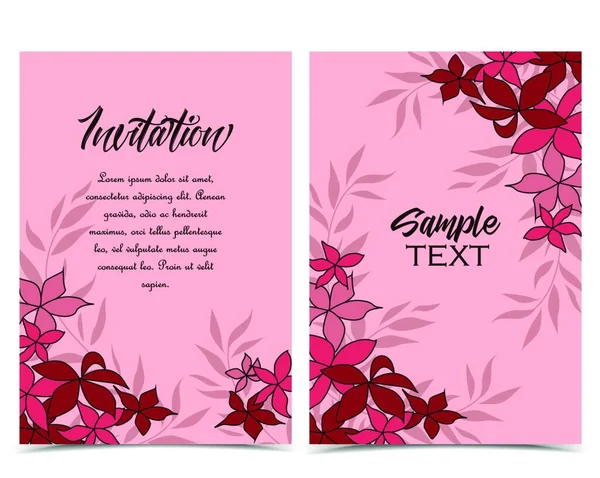 Vektor Illustration Hintergrund Mit Rosa Blumen Set Von Grußkarten — Stockvektor