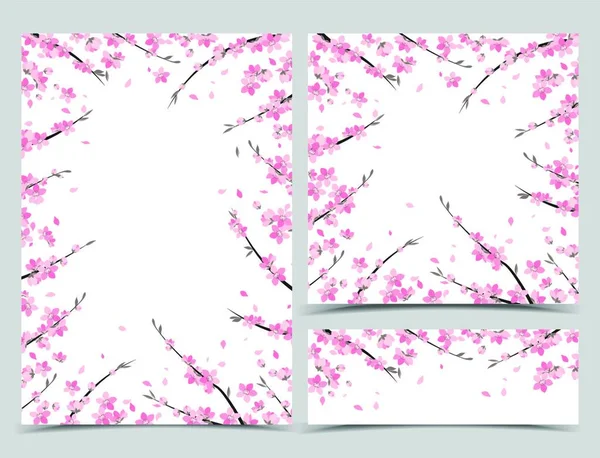 Ilustração Vetorial Sakura Ramo Decoração Fundo Floral Flores Cor Rosa — Vetor de Stock