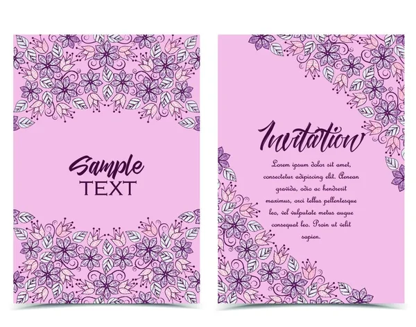 Illustration Vectorielle Décoration Florale Modèle Fleur Jeu Cartes Vœux — Image vectorielle