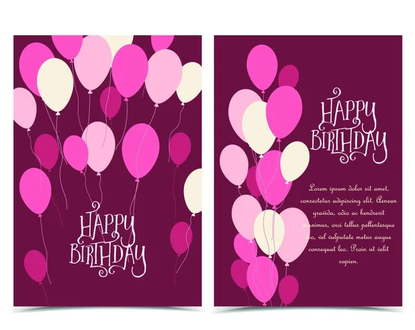 Vector Illustration Greeting Card Flying Balloons Place Text Happy Birthday — Stock Vector