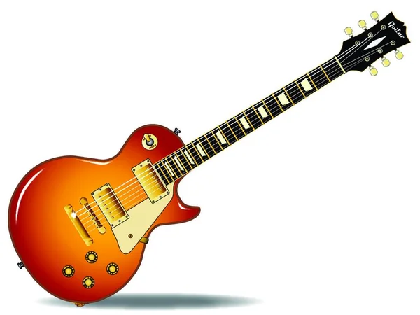 白い背景の上に隔離された黒の決定的なロックとロールギター — ストックベクタ