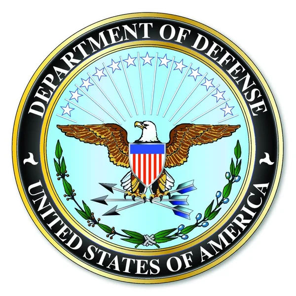 Logo Escudo Del Departamento Defensa Sobre Fondo Blanco — Vector de stock