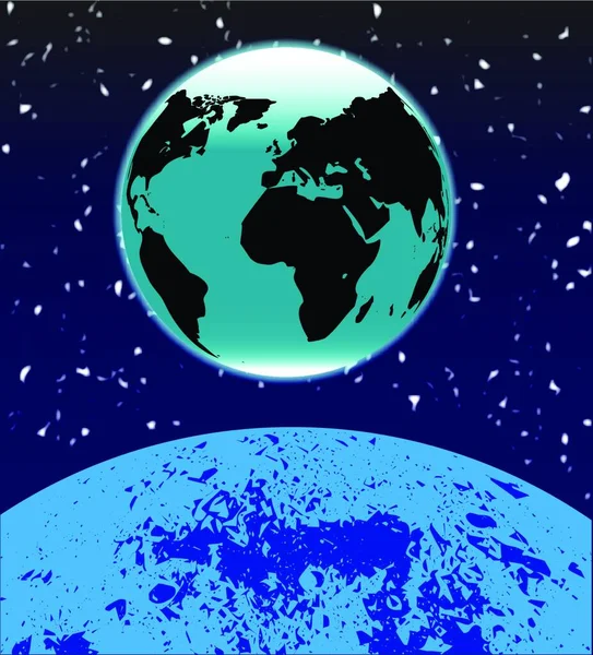 Земля Видимая Луны Фоне Звезд — стоковый вектор
