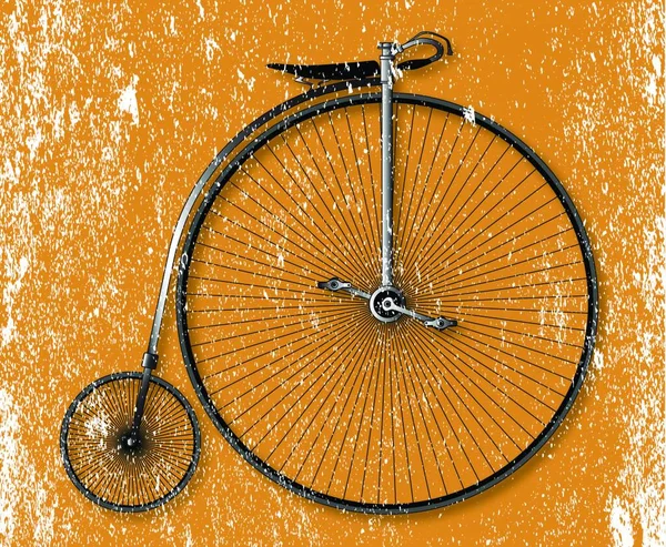 Gammaldags Grunge Sepia Bakgrund Penny Farthing Cykel — Stock vektor