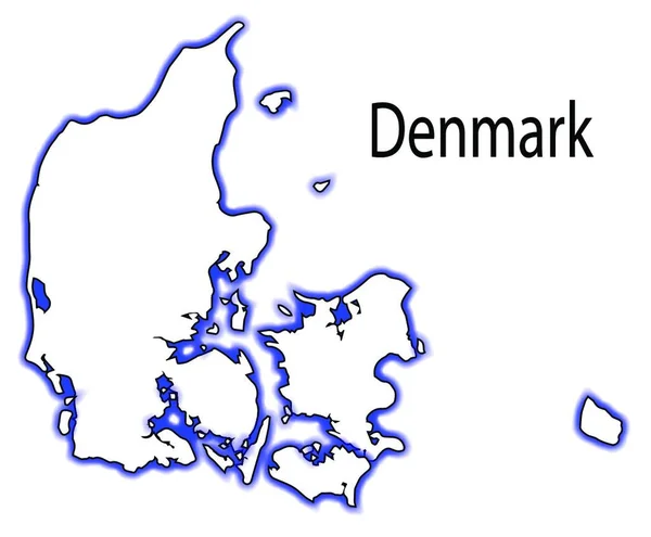 Carte Schématique Danemark Sur Fond Blanc — Image vectorielle