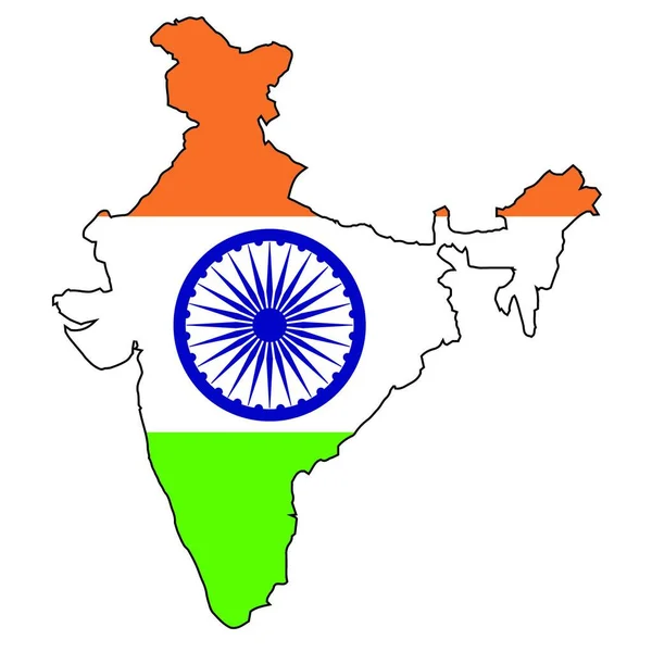 Plattegrond Van India Een Kaart Witte Achtergrond — Stockvector