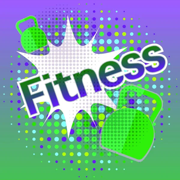Fitness Banner Comic Text Effects Stock Vector — Stock Vector