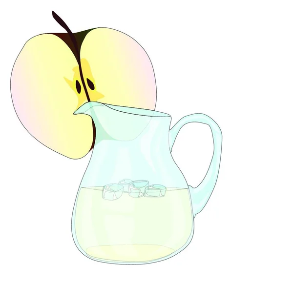 Pichet Jus Pomme Avec Une Tranche Pomme — Image vectorielle