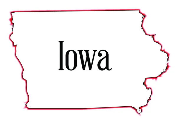 Mapa Estado Iowa Sobre Fundo Branco —  Vetores de Stock