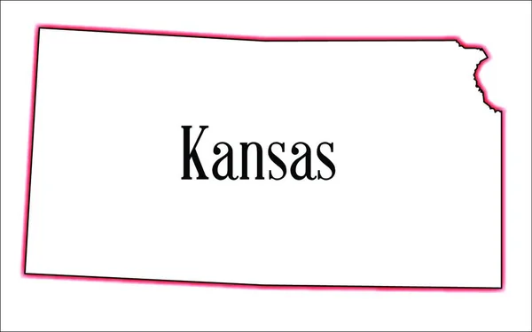 Mapa Exterior Estado Kansas Ovr Branco Ilustração Geográfica —  Vetores de Stock