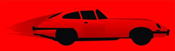 Coche Deportivo Británico Rojo Exceso Velocidad Sobre Fondo Rojo — Vector de stock