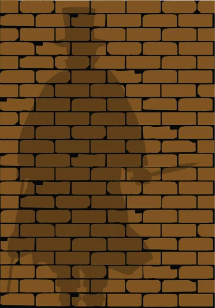 Ombre Jack Éventreur Sur Vieux Mur Victorien — Image vectorielle