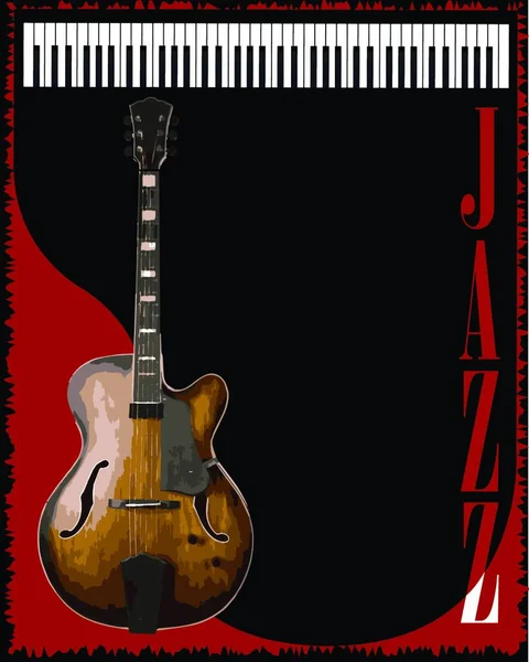 Fondo Guitarra Piano Estilo Jass Para Cartel — Vector de stock