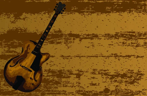 Guitarra Jazz Cuerpo Grande Sobre Fondo Hojalata Para Póster — Archivo Imágenes Vectoriales