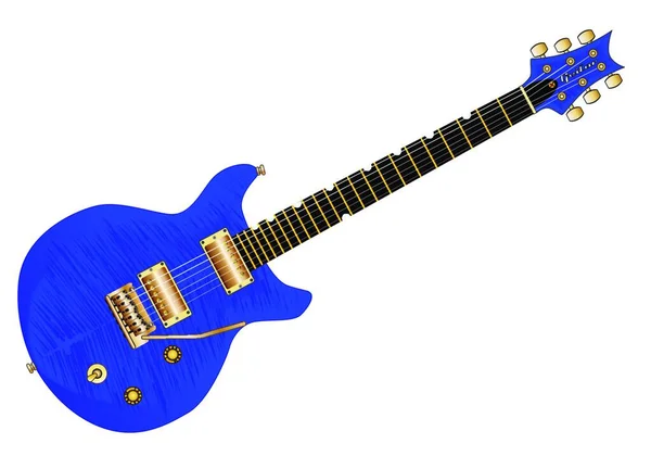 Uma Guitarra Elétrica Típica Corte Duplo Sobre Branco — Vetor de Stock