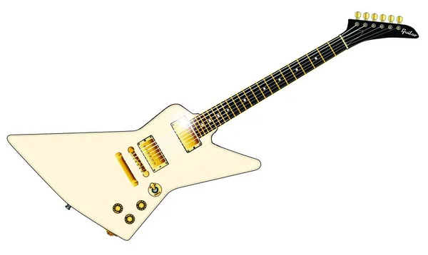 Una Guitarra Eléctrica Aspecto Moderno Aislado Sobre Fondo Blanco — Vector de stock