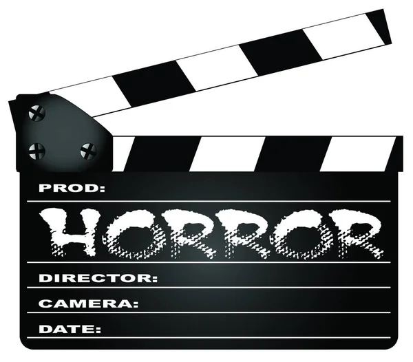 Typisk Film Clapperboard Med Legenden Horror Isolerad Vitt — Stock vektor