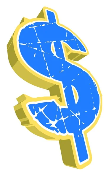 Grand Signe Dollar Pierre Marbre — Image vectorielle