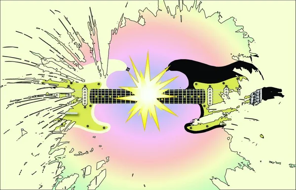 Deux Guitares Explosent Sur Fond Fracassant — Image vectorielle