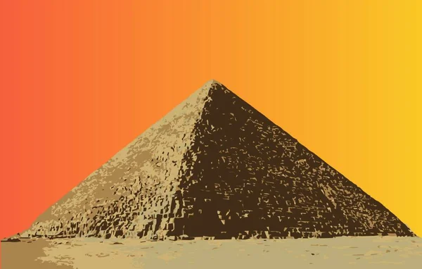 Die Große Pyramide Ägypten Vor Orangefarbenem Himmel — Stockvektor