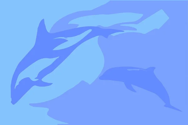 Голубой Фон Дельфинами Бледно Голубом — стоковый вектор