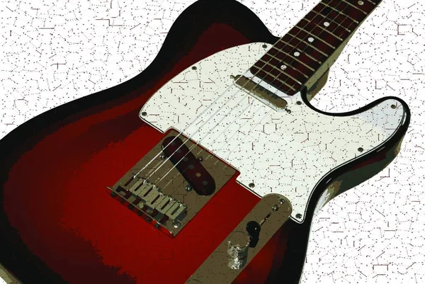 Uma Guitarra Elétrica Corpo Sólido Típica Isolada Fundo Branco — Vetor de Stock